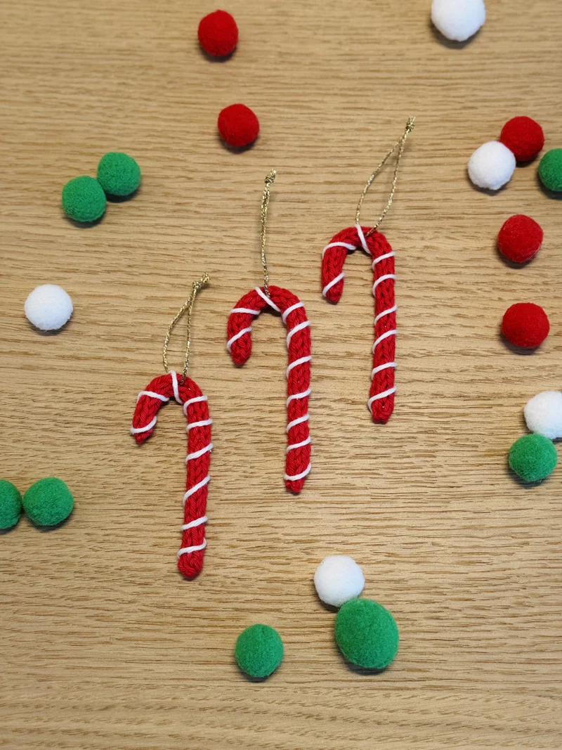 Cannes de Noël en tricotin - lot de 3