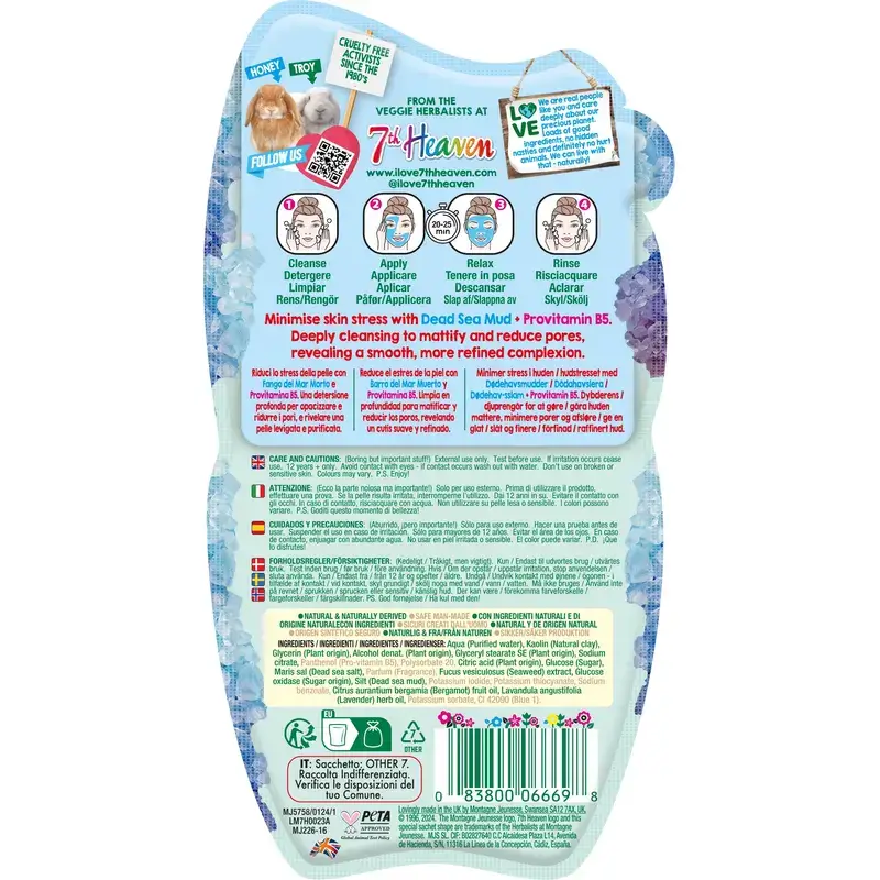 7 Heaven Masque de boue de la mer morte avec provitamine B5 Pores parfaits, 15 ml