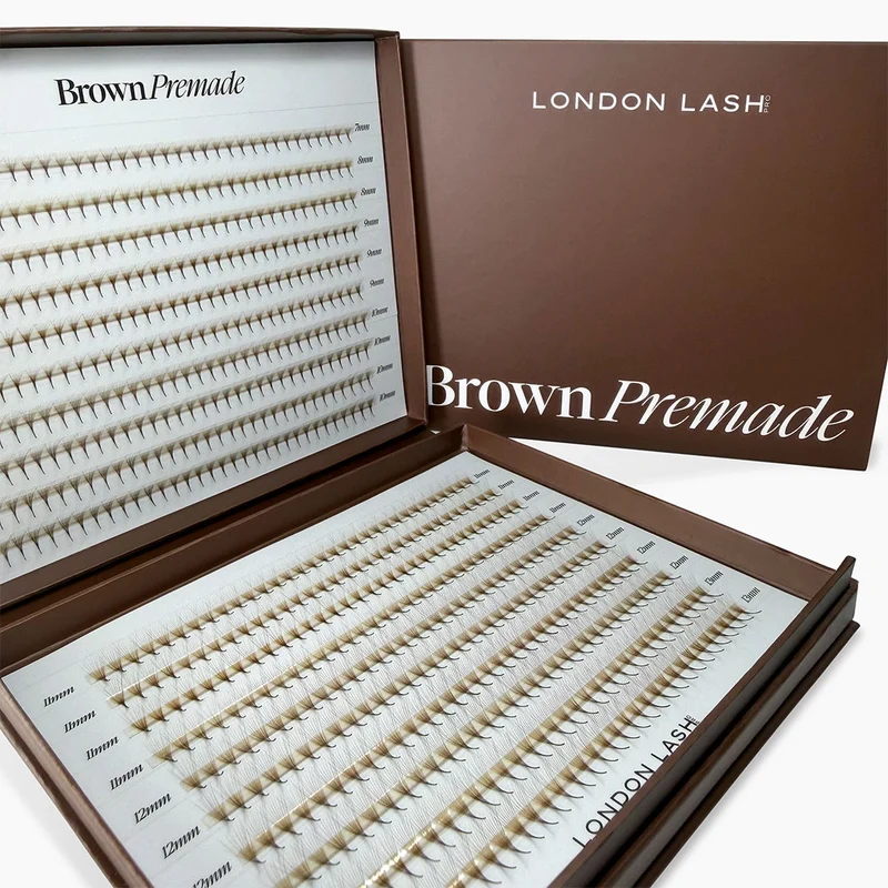 BROWN Narrow Premade/Promade Fans 3D 0.07 1000 fans - Mixed Lengths