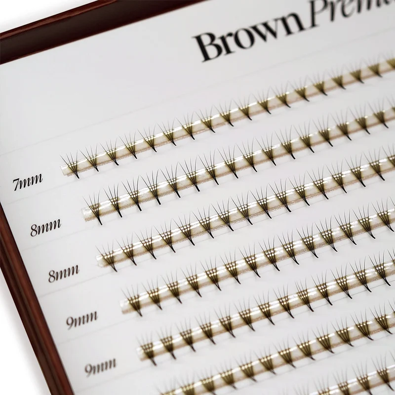 BROWN Narrow Premade/Promade Fans 4D 0.07 600 fans - Mixed Lengths