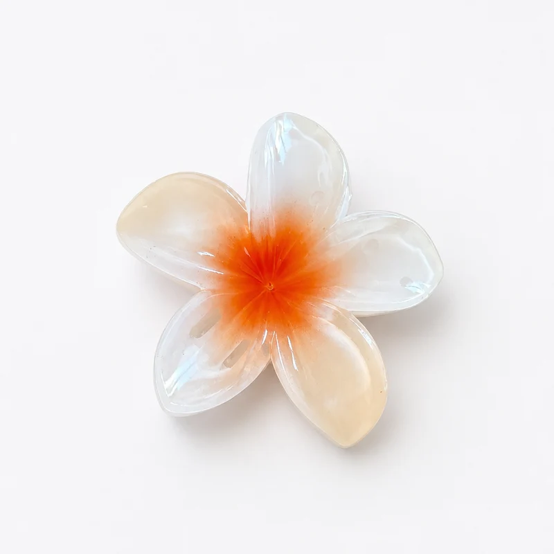 Pince à cheveux orange/blanc 7cm
