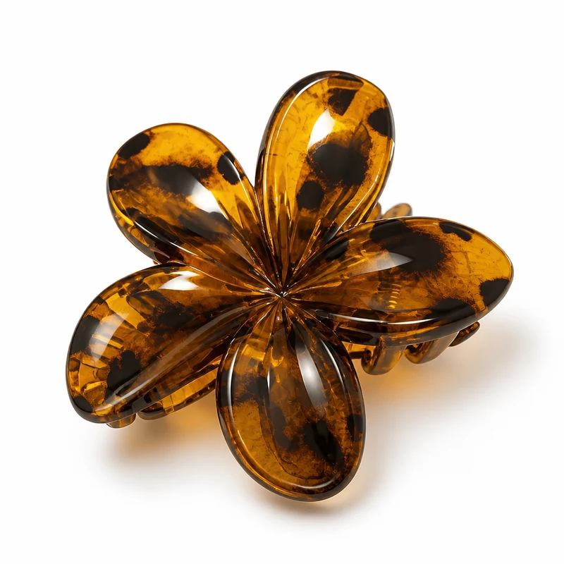 Pince à cheveux Léopard jaune 8cm