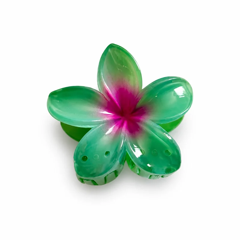 Pince à cheveux vert/rose 7cm