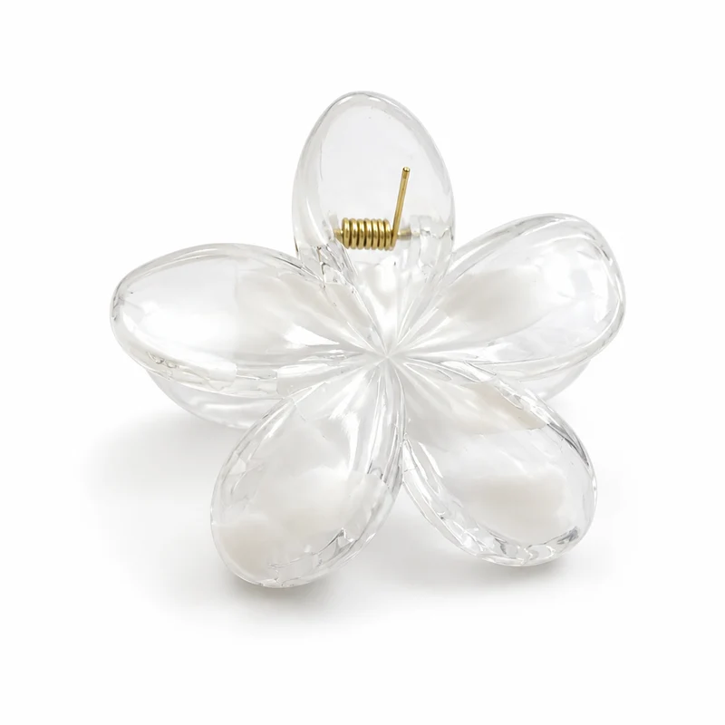 Pince à cheveux blanc/transparent 8cm