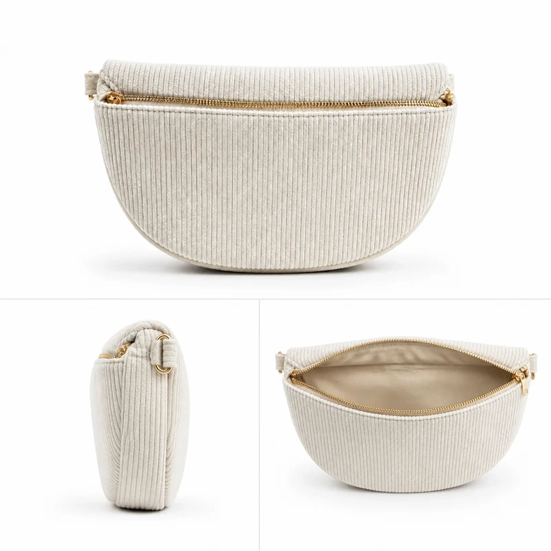 Sac Banane Velours Blanc