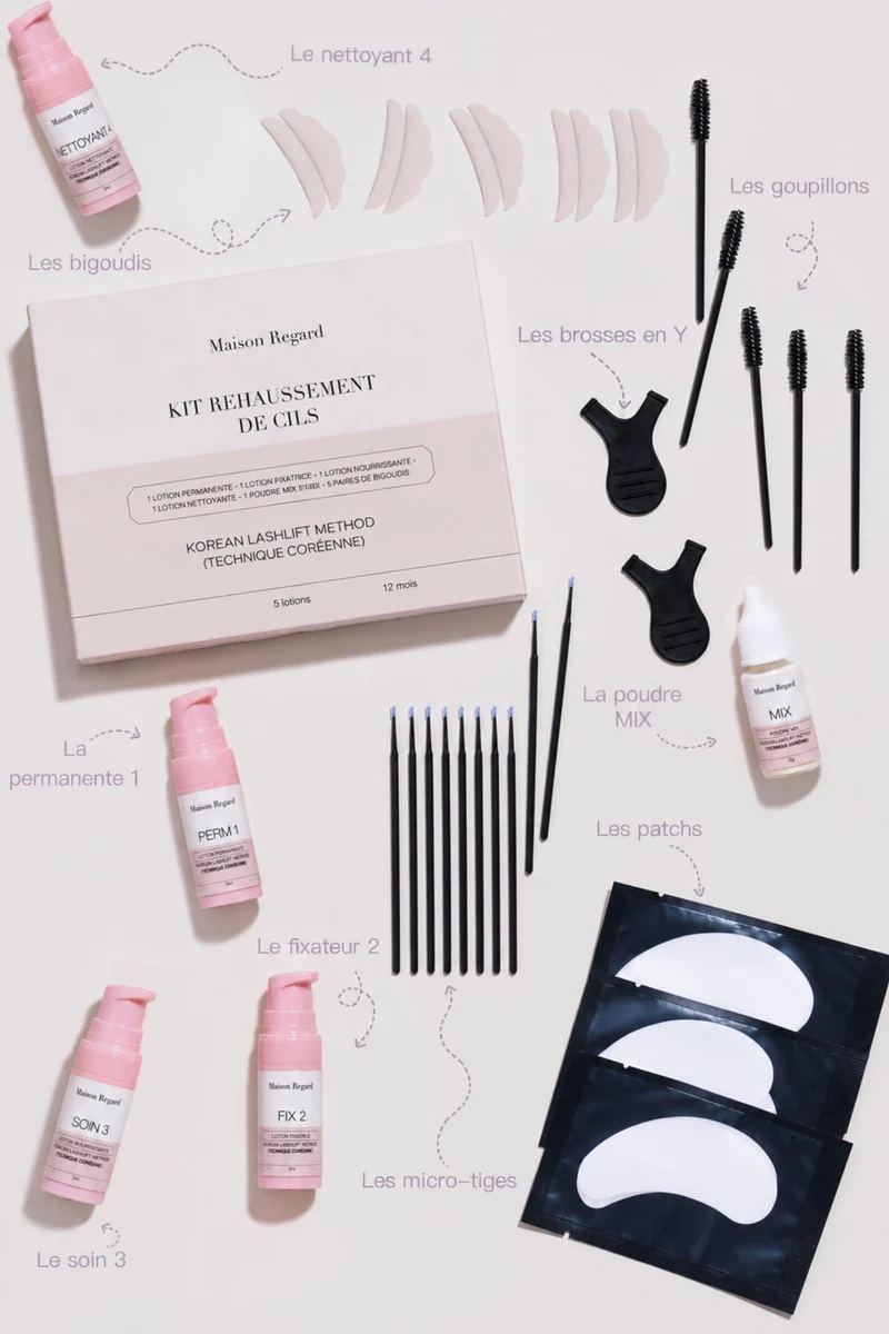 Lash lift coréen : kit complet de rehaussement de cils — méthode sans colle à la cystéamine