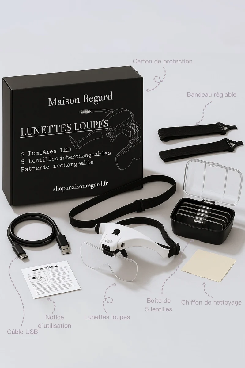 Lunettes Loupe LED Professionnelle pour travaux minutieux