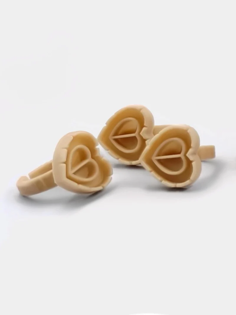 Bague Colle Extension De Cils - Forme de cœur crantée - beige