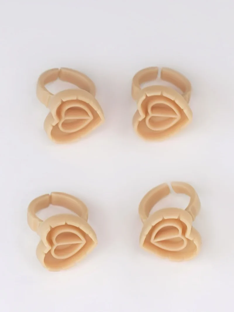 Bague Colle Extension De Cils - Forme de cœur crantée - beige
