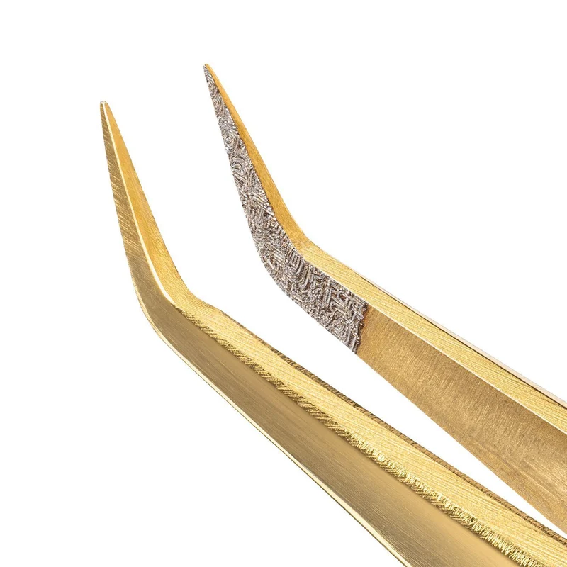 Pinzetta Ultra-Precisa Barbara Serie Gold Touch — Tipo L, 5mm (45°, Rivestimento Diamantato)
