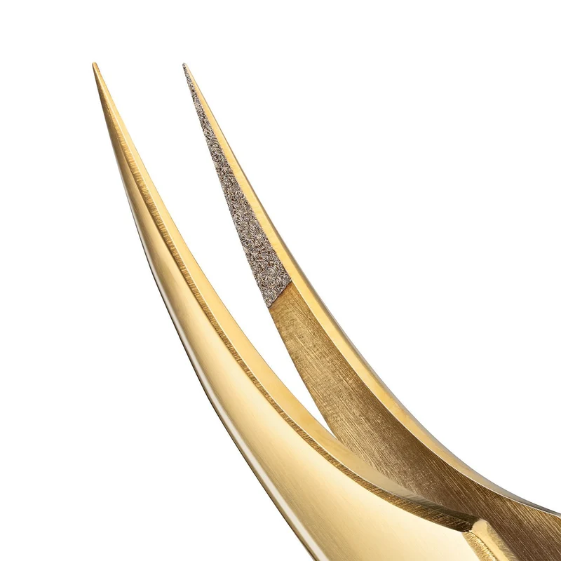 Pinzetta Ultra-Precisa Barbara Serie Gold Touch — Punta Dritta (Rivestimento Diamantato)