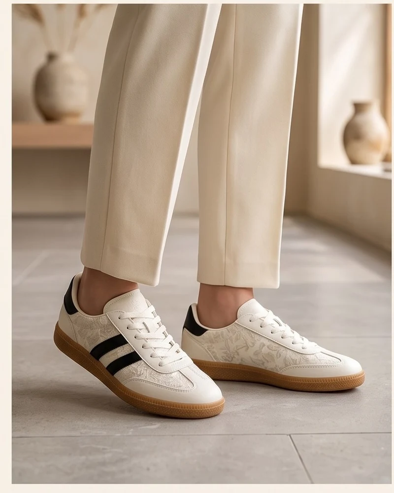 Chaussure Femme Blanche Motif Feuillage