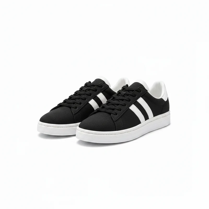 Basket Femme Noire Bandes Blanches