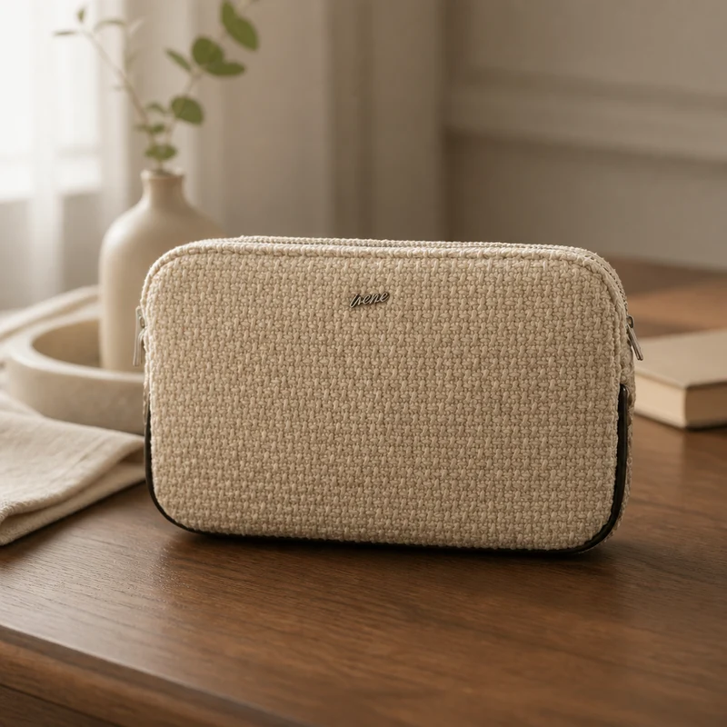 Sac à main Femme Tressée Beige Fermeture Éclair