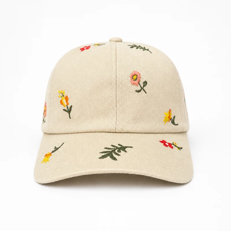 Casquette Beige Broderies Florales