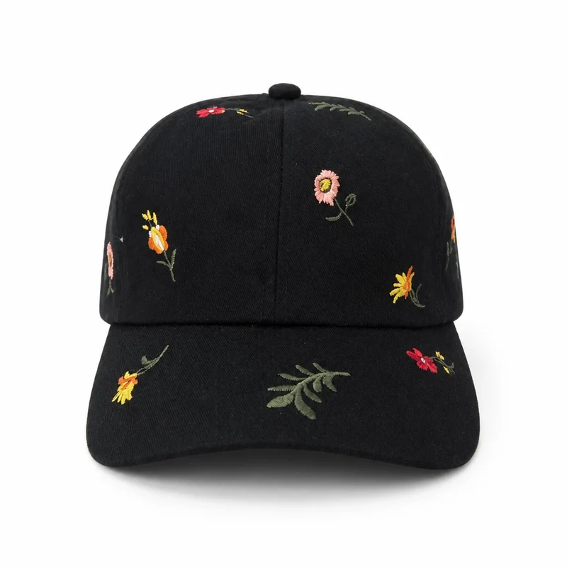 Casquette Noire Broderies Florales