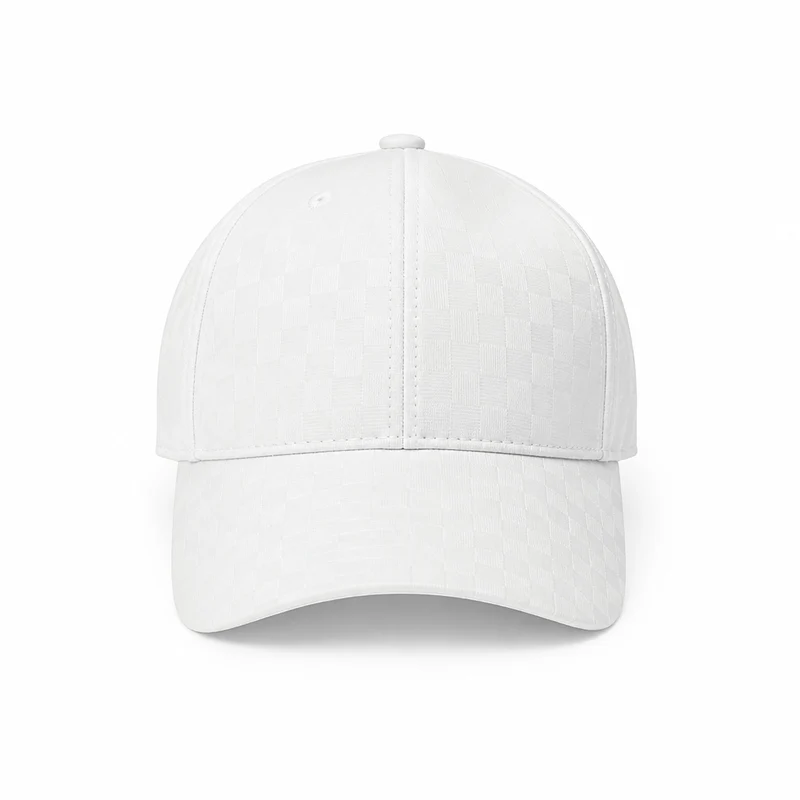 Casquette Blanche Motif Carreaux Ajustable