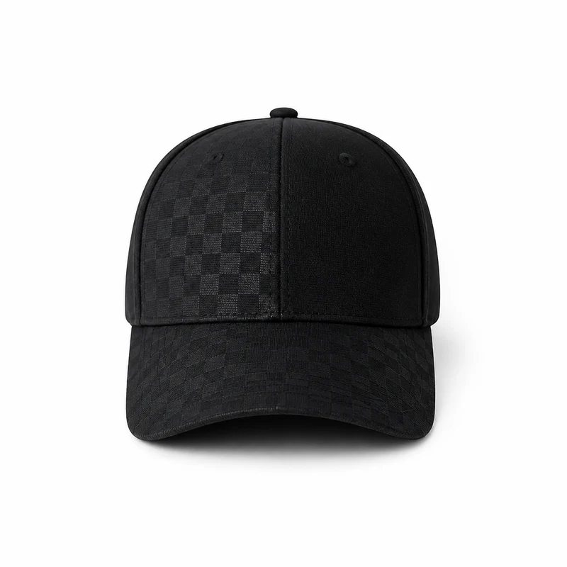 Casquette Noire Motif Carreaux Ajustable