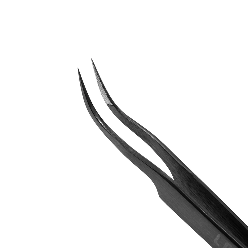 Pinzetta per Extension Ciglia Lovely "Elegant Grace" – Serie NanoFiber Black, Punta Curva