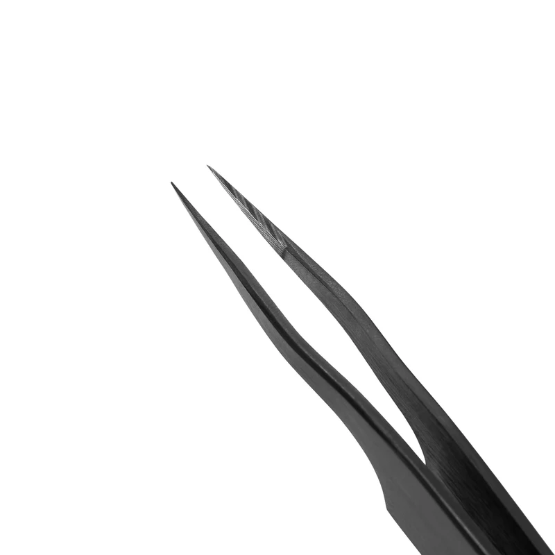 Pinzetta per Extension Ciglia Lovely "Elegant Grace" – Serie NanoFiber Black – Tipo Dritta con Curvatura