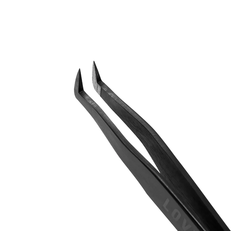 Pinzetta per Extension Ciglia Lovely "Elegant Grace" – Serie NanoFiber Black, Mini Stivaletto