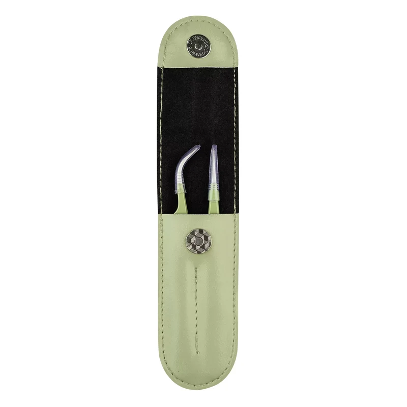 Set di pinzette per extension ciglia Barbara - "Olive Green"