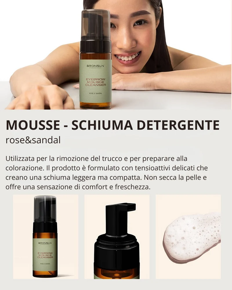 Mousse Detergente per Sopracciglia ROSE & SANDAL BRONSUN - 100 ml