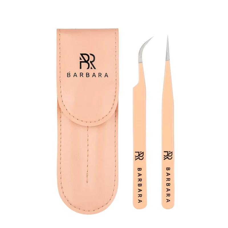 Set di pinzette per extension ciglia Barbara - "Peach"