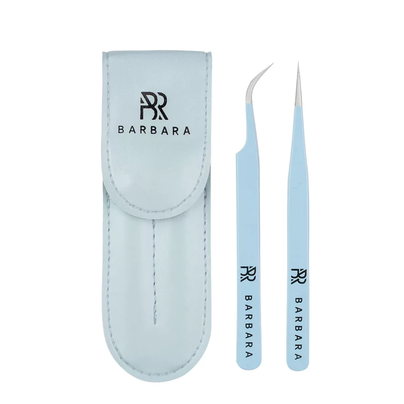 Set di pinzette per extension ciglia Barbara - "Light Blue"