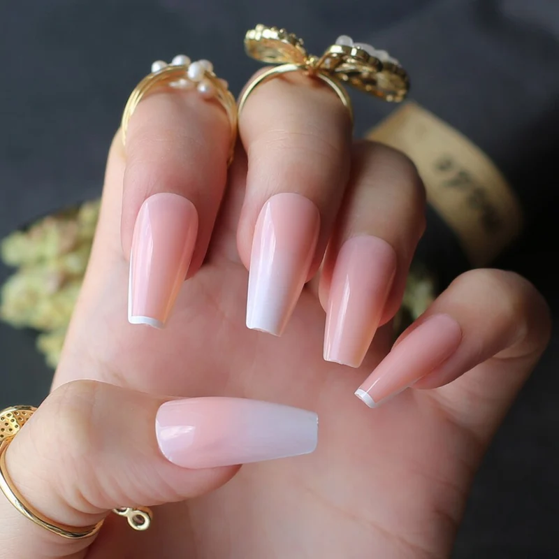 Faux Ongles Rose Dégradé