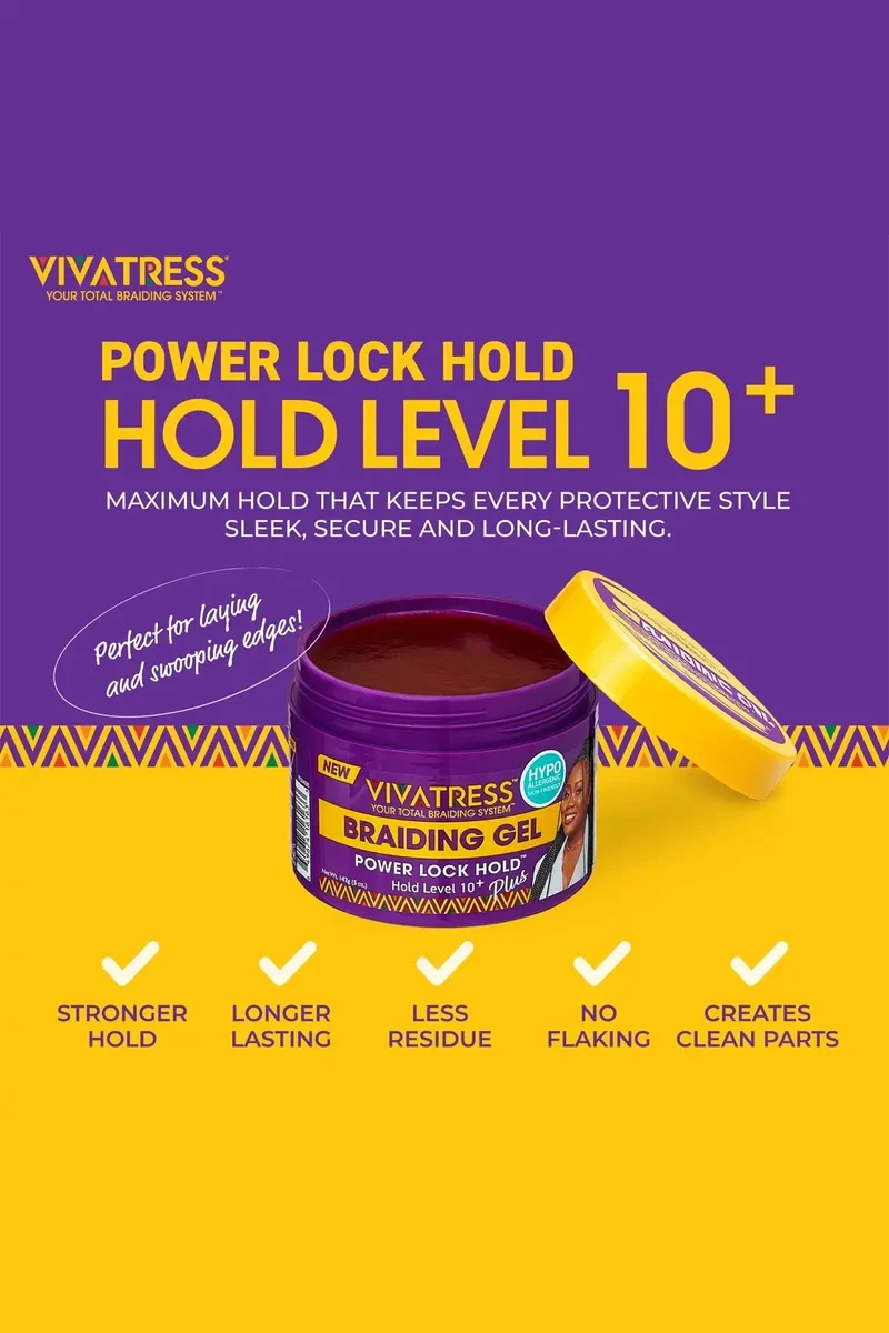 VIVATRESS POWER LOCK HOLD BRAIDING GEL - LEVEL 10+ HOLD 5oz