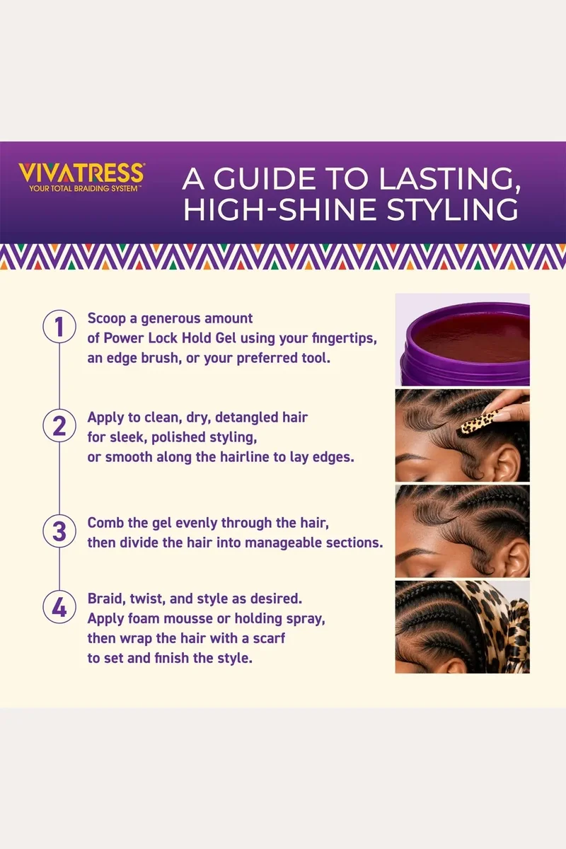 VIVATRESS POWER LOCK HOLD BRAIDING GEL - LEVEL 10+ HOLD 5oz
