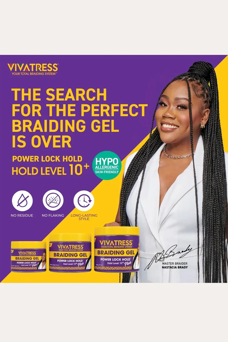 VIVATRESS POWER LOCK HOLD BRAIDING GEL - LEVEL 10+ HOLD 5oz