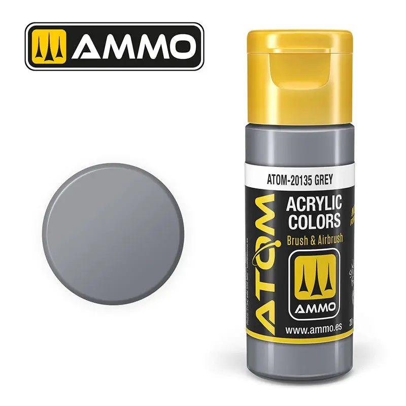 Peinture acrylique ATOM Ammo Mig Grey by Mig Jiménez - ATOM-20135 peinture pour le modélisme, peinture artistique, peinture acrylique.