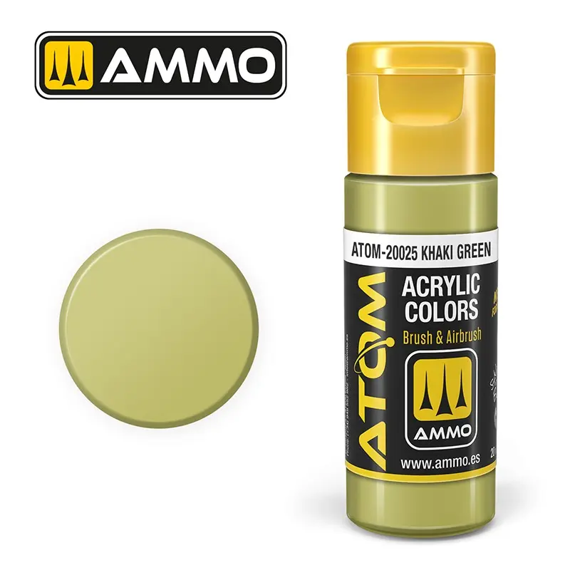 Peinture acrylique ATOM Ammo Mig Khaki Green by Mig Jiménez - ATOM-20025 peinture pour le modélisme, peinture artistique, peinture acrylique.