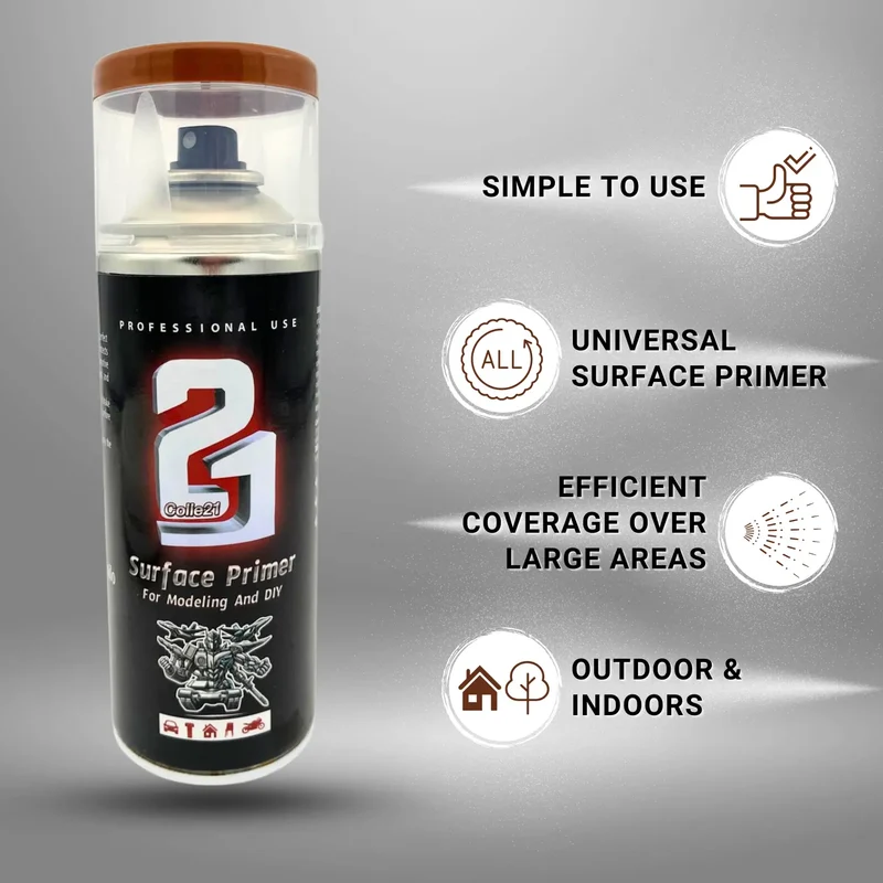 PRIMER SPRAY MARRON Colle21 - Produit pour bricolage & modélisme, pour des finitions parfaites !