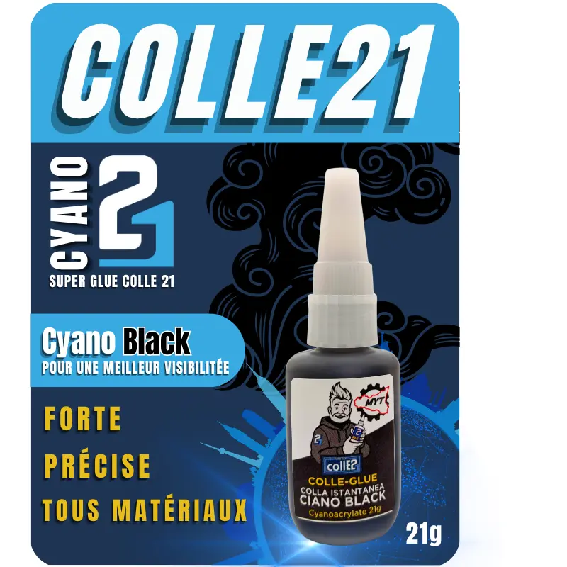 🖤 Super Glue Colle21 Noir MYT – 21g : La colle cyanoacrylate noire ultra-précise et résistante pour le modélisme et les réparations techniques 🚀