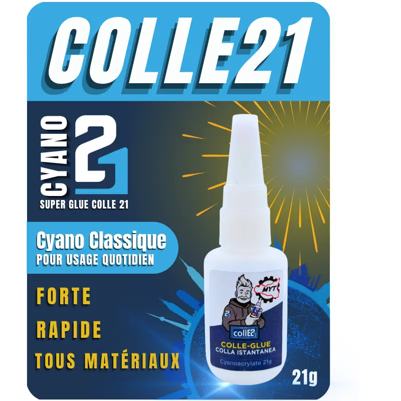 🧪Super Glue Cyano Colle21 MYT 21g – La colle cyanoacrylate polyvalente haute performance pour réparer, créer et assembler 🛠️
