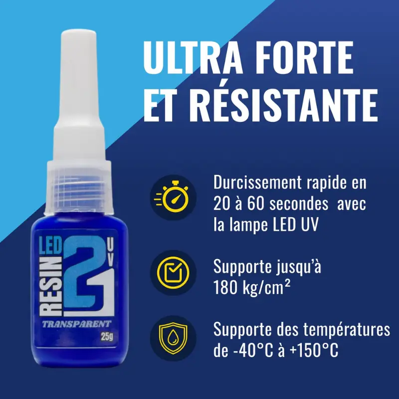 🧪 Kit TRIS Résine UV LED Colle21 avec Support + Lampe – 3 Résines Blanche, Transparente et Noire pour Modélisme, Bricolage et Créations DIY ✨🔆