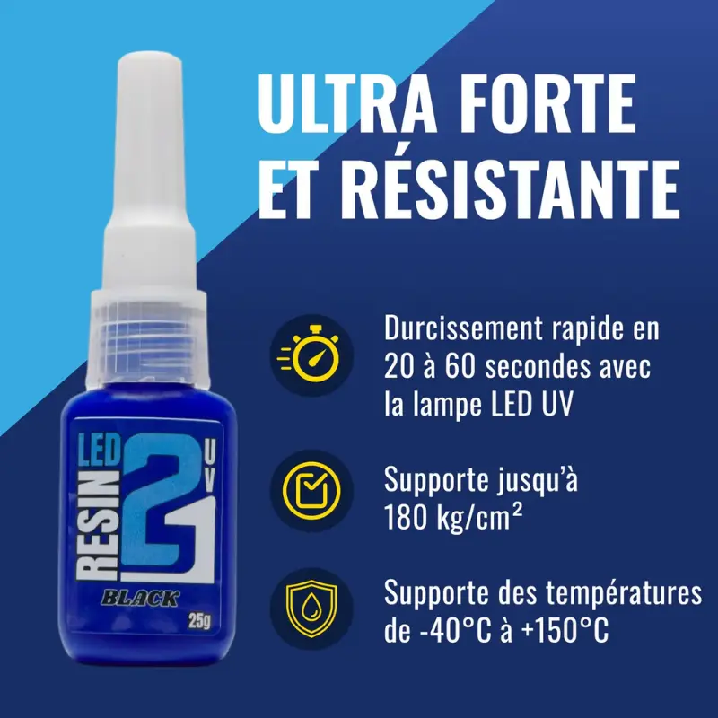 🧪 Kit TRIS Résine UV LED Colle21 avec Support + Lampe – 3 Résines Blanche, Transparente et Noire pour Modélisme, Bricolage et Créations DIY ✨🔆