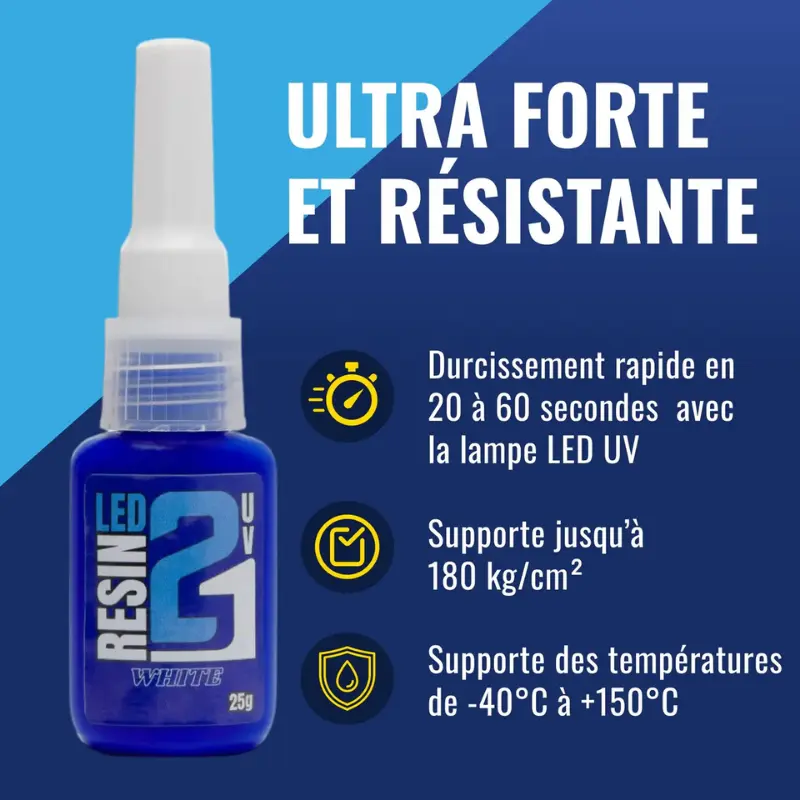 🧪 Kit TRIS Résine UV LED Colle21 avec Support + Lampe – 3 Résines Blanche, Transparente et Noire pour Modélisme, Bricolage et Créations DIY ✨🔆