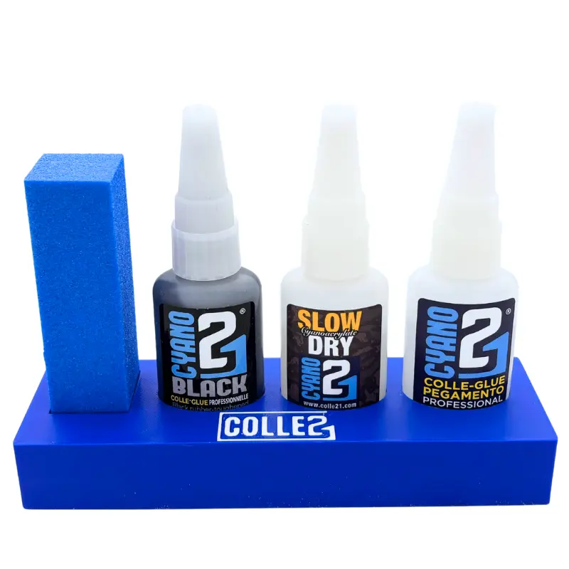 🧪 Kit TRIS Super Glue Cyano Colle21 avec Support & Lime – Lot de 3 Colles Extra-Fortes Multi-Usages pour Modélisme, Bricolage Créatif et Réparations Techniques 🛠️