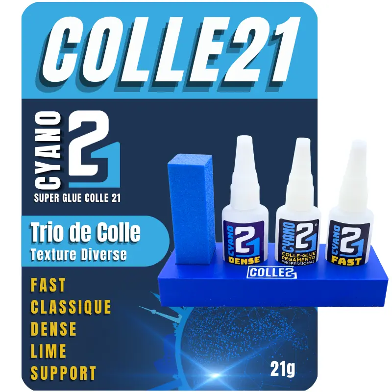 🧪 Kit TRIO Super Glue Cyano Colle21 avec Support & Lime – Lot de 3 Colles Extra-Fortes Multi-Usages pour Modélisme, Bricolage Créatif et Réparations Techniques 🛠️