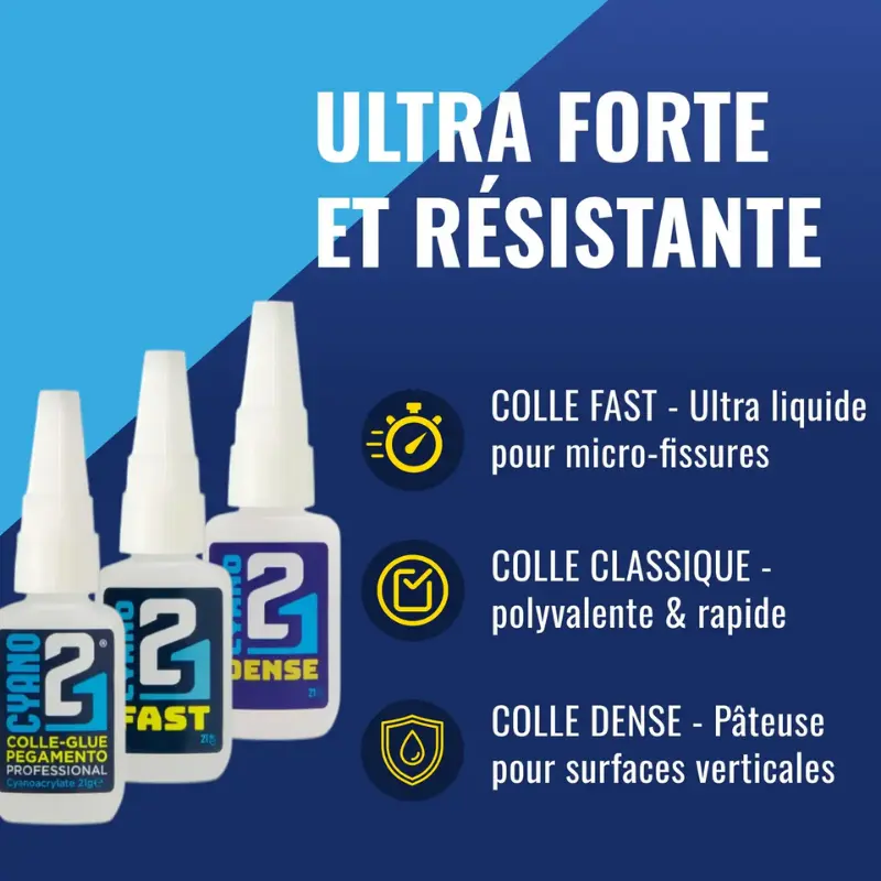 🧪 Kit TRIO Super Glue Cyano Colle21 avec Support & Lime – Lot de 3 Colles Extra-Fortes Multi-Usages pour Modélisme, Bricolage Créatif et Réparations Techniques 🛠️