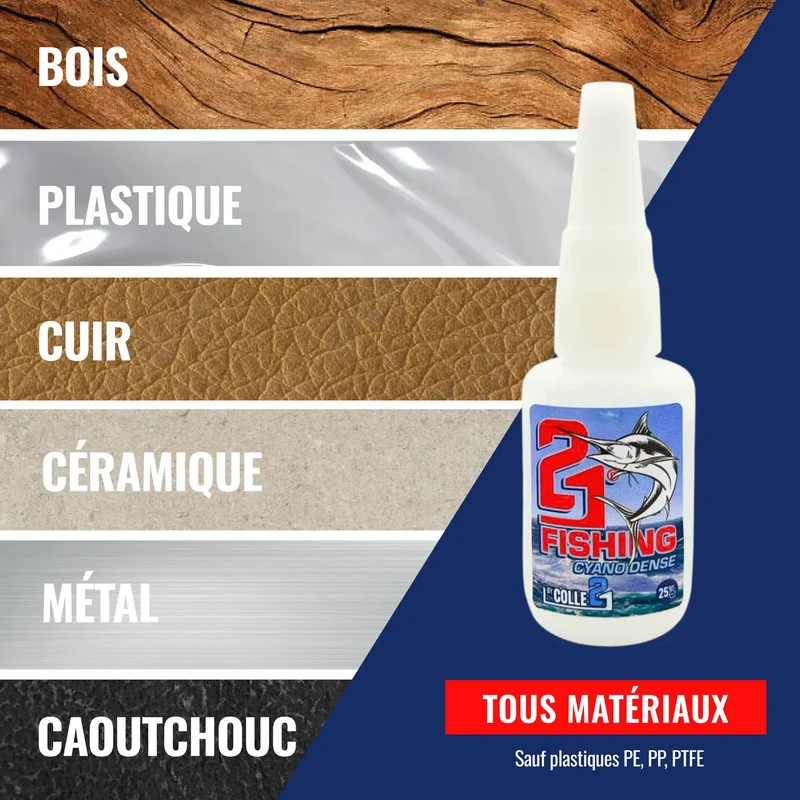 🎣 KIT ACTI FISHING Colle21 – Super Glue Colle21 DENSE FISHING 25g + Activateur Spray FISHING 200ml | Collage Instantané Ultra Résistant pour Montages, Leurres et Réparations en Conditions Extrêmes 💦⚡