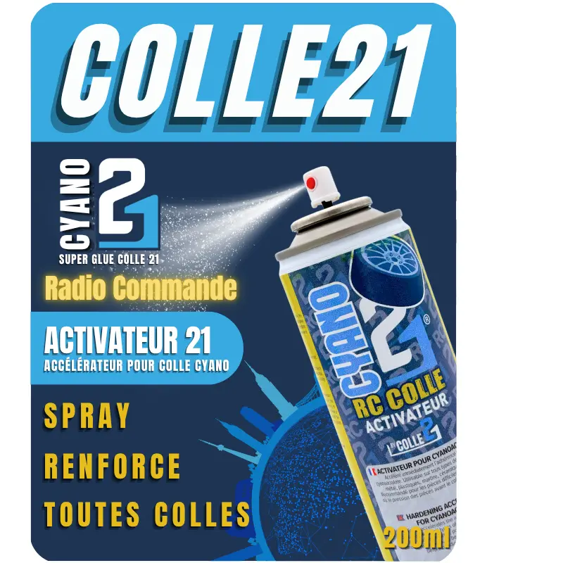 🚀 Activateur Spray Colle21 200ml | Activateur pour RC – Accélérateur de Colle Cyano pour Modélisme Radio Commandé, Réparations Rapides et Collage Instantané 🛠️