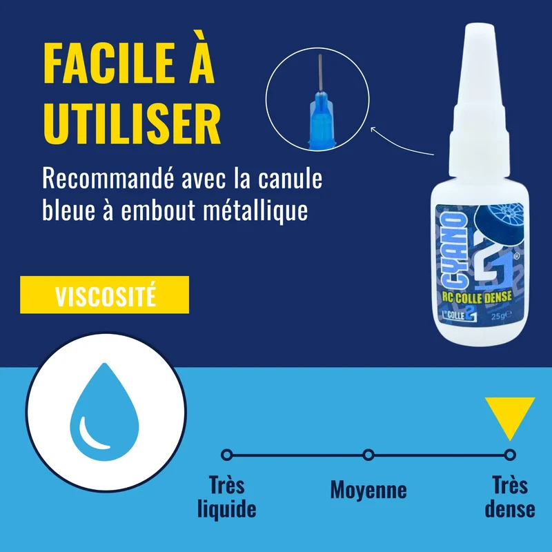 🚀 Super Glue Colle21 DENSE 25g | Colle pour RC Épaisse Extra-Forte – Colle Cyano Haute Précision Idéale pour Modélisme Radio Commandé, Bricolage et Réparations Techniques 🛠️