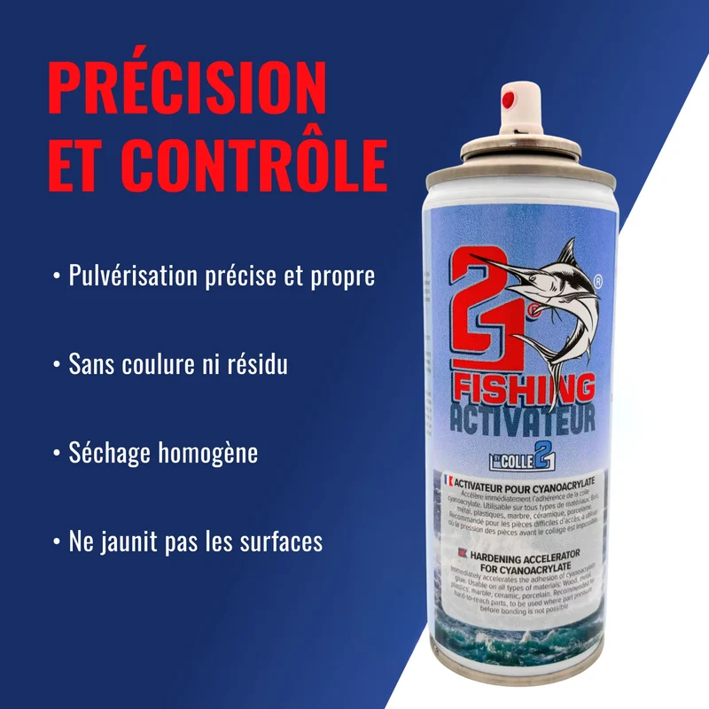 🚀 Activateur Spray Colle21 FISHING 200ml | Accélérateur de Collage Instantané pour Super Glue Cyano – Spray Spécial Pêche pour Montages, Leurres et Réparations Rapides 🎣