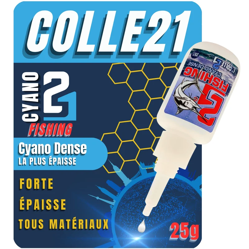 🚀 Colle21 DENSE FISHING 25g | Super Glue Épaisse Haute Précision – Colle Extra-Forte Spéciale Pêche pour Leurres, Hameçons et Montages Sans Coulure 🎣