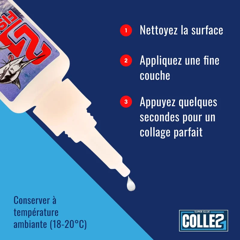 🚀 Colle21 FAST FISHING 25g | Super Glue Ultra-Liquide à Prise Instantanée – Colle Extra-Forte Spéciale Pêche pour Lignes, Leurres, Hameçons et Réparations Rapides 🎣